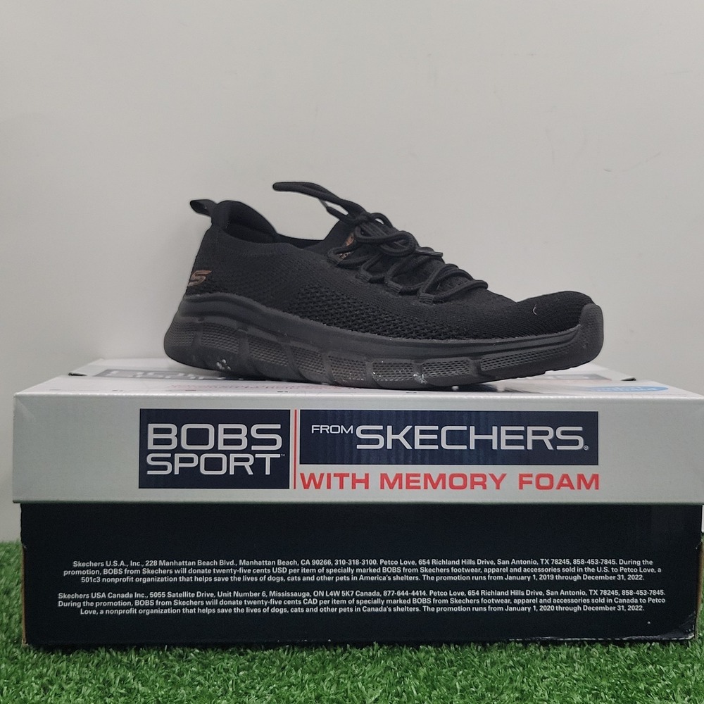 Skechers BOBS Sport Shoes Women's Size 8 Black Lace Up Athletic Walking Sneakers